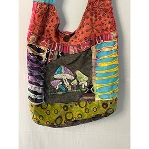 Boho‎ Hobo Bag Mushroom Patchwork Shoulder Bag Hippie Colorful Cotton